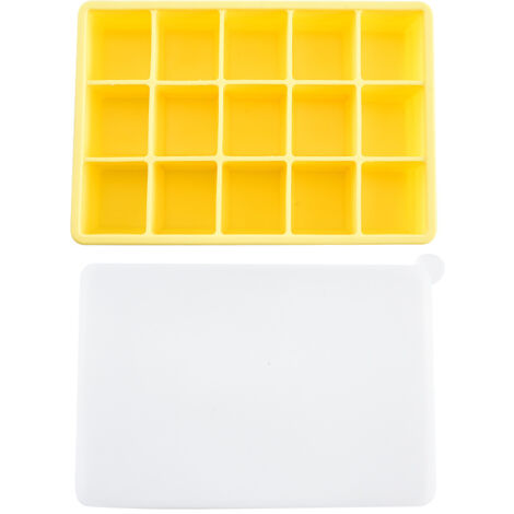 Vassoi per cubetti di ghiaccio, vassoi per cubetti di ghiaccio riutilizzabili per congelatore, 15 pezzi di stampi per cubetti di ghiaccio in silicone flessibile con coperchio rimovibile per bevande, g