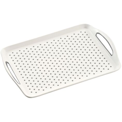 Vassoio Antiscivolo in Plastica 45,5x32x4,5cm Bianco