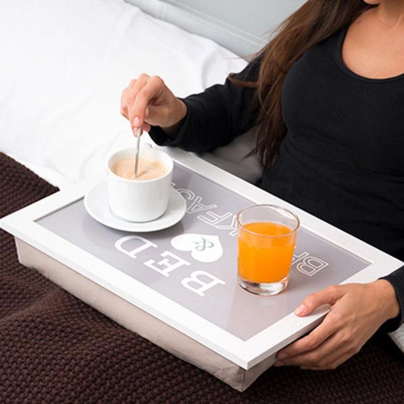 Porta Tablet Da Letto.Vassoio Colazione Letto Con Cuscino Tavolino Divano Porta Pc Tablet Legno 41x28