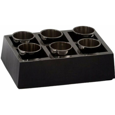 Vassoio con 6 Bicchieri 17,5x11xh4,5 cm in Legno e Alluminio