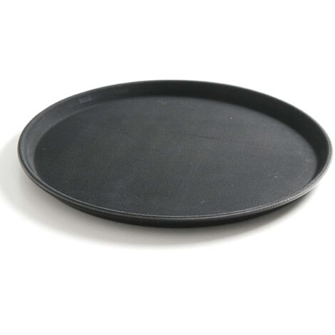 Vassoio da cameriere rotondo antiscivolo e resistente, diametro 36 cm - nero