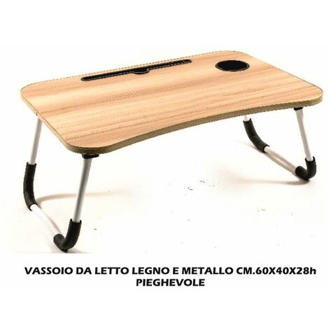 tavolino da Colazione con Manici Naturale Vassoio da Portata in bambù Relaxdays Pannelli MDF tiretto Estraibile 1 Pz HLP: 10x43x31 cm 