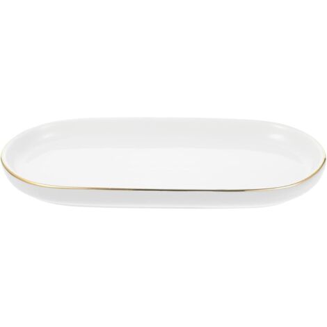 Vassoio da toilette in ceramica Cabilock - Supporto da bagno Organizzatore per WC da appoggio Robusto vassoio in ceramica per riporre gioielli