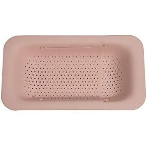 Vassoio estraibile per lavello - Scolapiatti regolabile per cucina - Scolapasta per lavello (rosa)