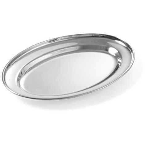 Vassoio in acciaio per carne e salumi, ovale, lunghezza 19 cm - Hendi 404003