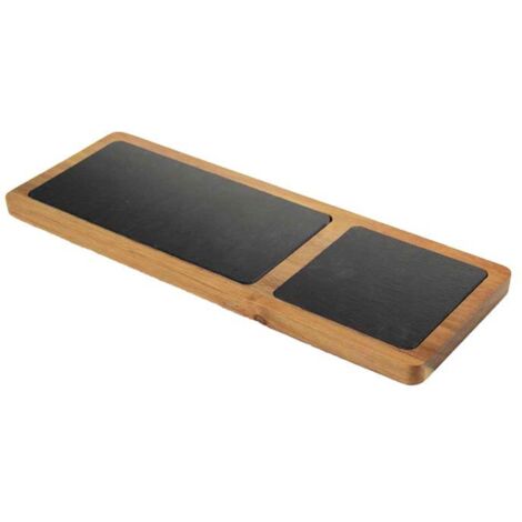 VASSOIO IN LEGNO CON ARDESIA 35X13X1.5 CM PER APERITIVI E FINGER FOOD