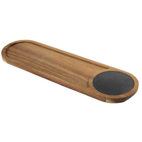 VASSOIO IN LEGNO CON ARDESIA 40X12X1.5 CM PER APERITIVI E FINGER FOOD