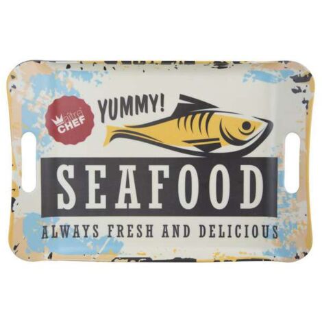 Vassoio Melamina Maniglie Seafood Cm 41X28 Kb8