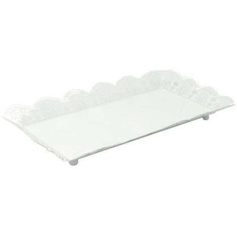 Vassoio metallo bianco rettangolare cm43x28