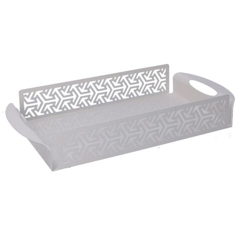 Vassoio metallo frecce bianco rettangolare cm41x20h6,5