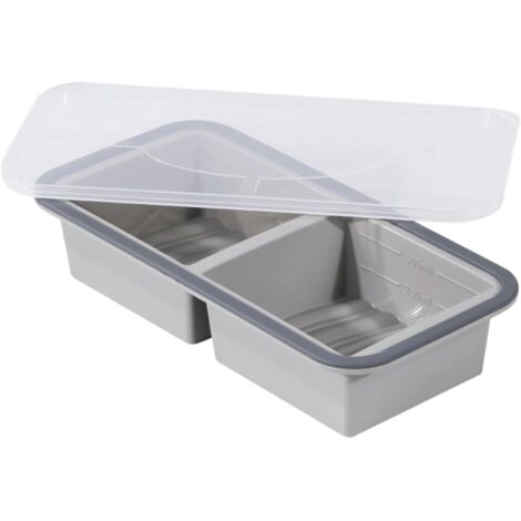 Vassoio per congelare cubetti di zuppa con coperchio, design antiscivolo sicuro, 14,5x29,5x6 cm, stampo per congelare alimenti, vassoio per la preparazione della cottura, materiale in silicone portati