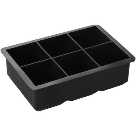 Vassoio per cubetti di ghiaccio in silicone a 6 scomparti con coperchio, cubetti di ghiaccio rotondi, senza BPA e impilabili, per cocktail, whisky, bevande (quadrato)