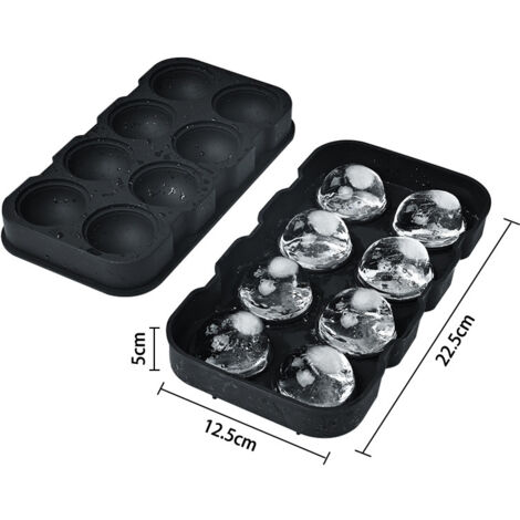 Vassoio per cubetti di ghiaccio in silicone a 8 scomparti con coperchio, cubetti di ghiaccio rotondi, senza BPA e impilabili, per cocktail, whisky, bevande (rotondo)