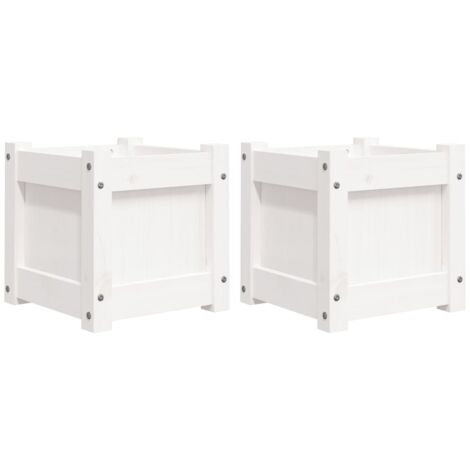 Vassoio per fioriera aiuola rialzata piante fiori giardino terrazze set da 2 legno massello di pino bianco 020039035