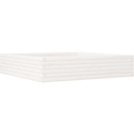 Vassoio per fioriera aiuola rialzata piante fiori terrazza giardino 110 x 110 x 23 cm legno di pino massiccio bianco 020037299