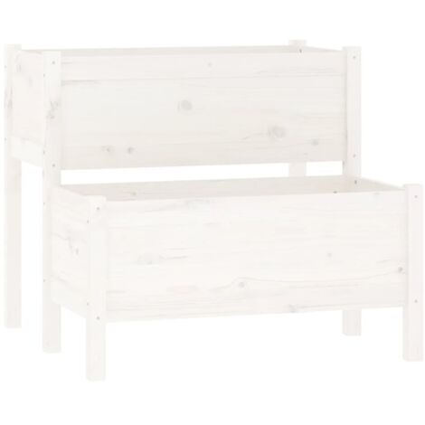 Vassoio per fioriera aiuola rialzata piante fiori terrazza giardino 84,5 x 84 x 75 cm legno massiccio di pino bianco 020037958