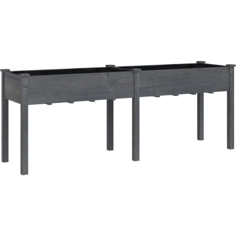 Vassoio per fioriera aiuola rialzata piante fiori terrazza giardino con rivestimento 203 x 53 x 76 cm legno massello di abete grigio 020038128