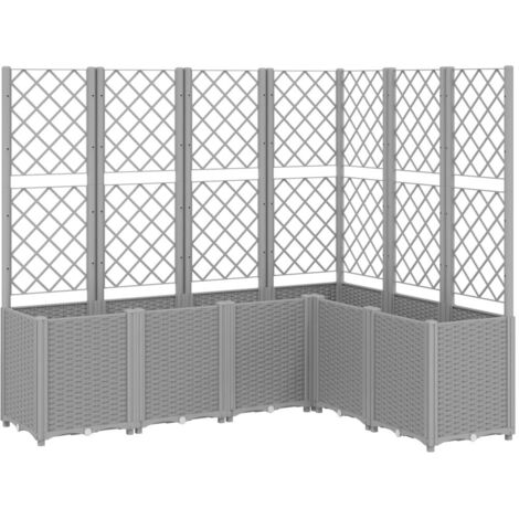 Vassoio per fioriera aiuola rialzata piante fiori terrazza giardino con traliccio leggero 160 x 120 x 140 cm PP grigio 020038346