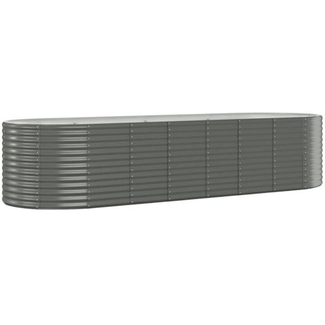 Vassoio per fioriera aiuola rialzata piante fiori terrazza giardino giardino acciaio verniciato a polvere 322 x 100 x 68 cm grigio 020039630