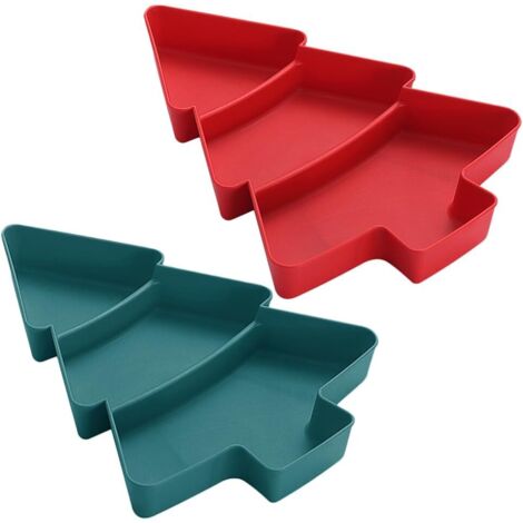 Vassoio porta snack a forma di albero di Natale, 3 scomparti, piatti a forma di albero per frutta secca, caramelle, noci, dolcetti, snack, bomboniere per le feste di Natale, 17,8 x 25,4 x 3 cm