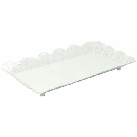 Vassoio Rettangolare 43x28xh5 cm in Metallo Bianco