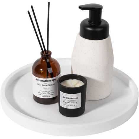 Vassoio Rotondo in Silicone per Bagno, Antiscivolo, Portaoggetti per Toeletta e Piano Cucina, Multiuso per Gioielli, Cosmetici e Accessori da Cucina