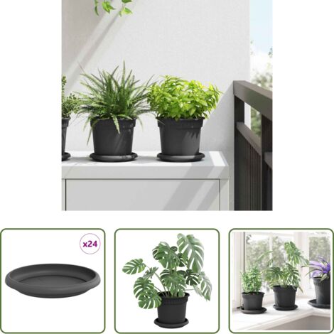 Vassoio rotondo -  Vassoio Rotondo per Fiori 24 pcs Nero Ø 14 x 2 cm Plastica