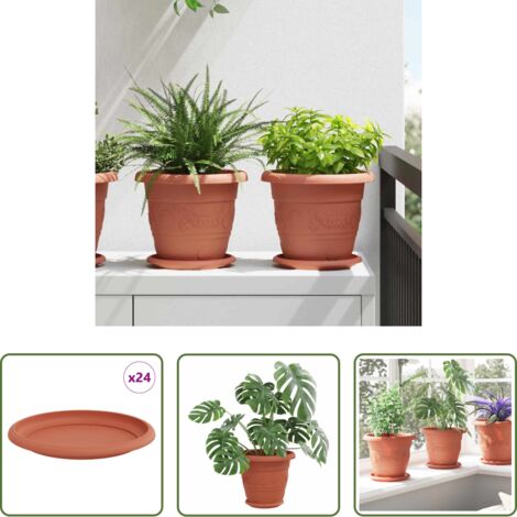 Vassoio rotondo -  Vassoio Rotondo per Fiori 24 pcs Rosso Mattone Ø 14 x 2 cm