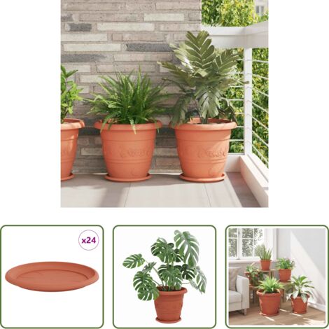 Vassoio rotondo -  Vassoio Rotondo per Fiori 24 pcs Rosso Mattone Ø 27 x 2,5 cm