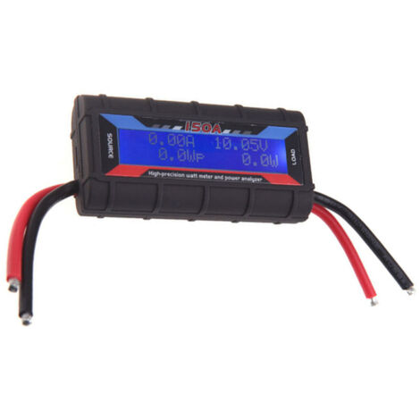 Vatímetro digital multifuncional de 100 A CC con pantalla LCD para medir voltaje, corriente, potencia, cargas y energía.