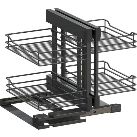 Vauth-Sagel VS Cor Flex Eckschrank Auszug Classic - Set für Küchenunterschränke mit KB 900mm - Korbablage aus Stahldraht, Stahl pulverbeschichtet lava