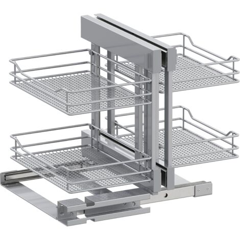 Vauth-Sagel VS Cor Flex Eckschrank Auszug Saphir - Set für Küchenunterschränke mit KB 900mm - Korbablage aus Stahldraht, Stahl pulverbeschichtet silberfärbig