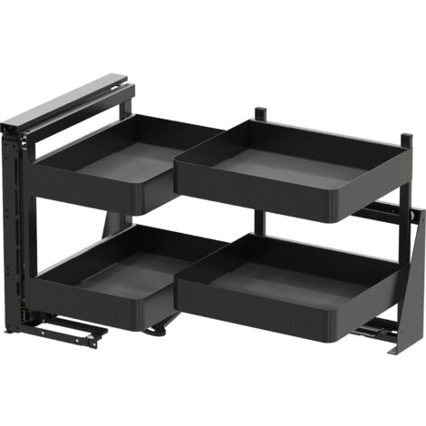 Vauth-Sagel VS Cor Fold Eckschrank Auszug links Planero - Set für Küchenunterschränke mit KB 900mm - Korbablage aus Holz mit Stahlblechumrandung, lava