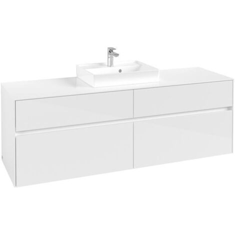 VB Lavabo US Collaro 1600x548x500mm 4 Éviers avec finition blanc brillant