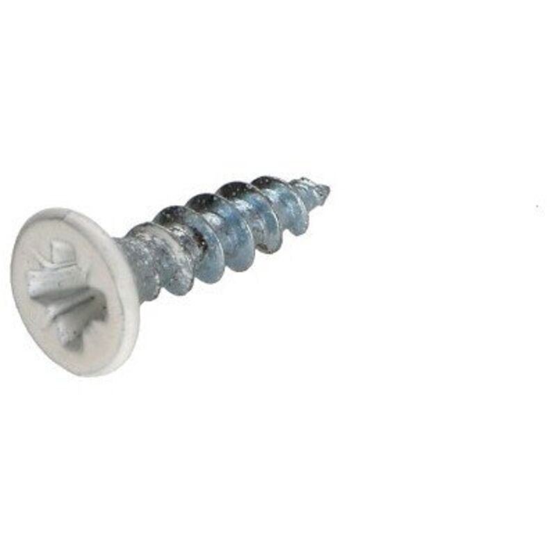 Vis Express - vba Vis bois agglo Tête fraisée tf Pozi N°2 4X20 Filetage total Acier zingué Laqué blanc RAL9010 blanc pur-100 pièces