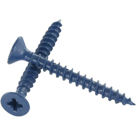 VBA Vis bois agglo Tête fraisée TF Pozi N°2 4X35 Filetage total Acier zingué Bleu RAL5000-100 pièces