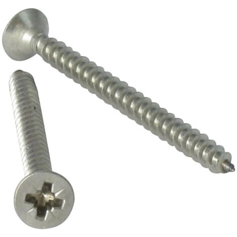 VBA Vis bois agglo Tête fraisée TF Pozi N°3 6X40 Filetage total Inox A4-30 pièces
