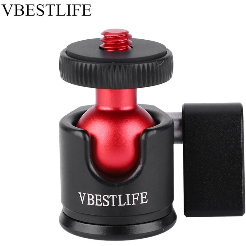 Image of VBESTLIFE Mini testa a sfera girevole in metallo da 360 gradi con attacco a vite da 1/4" per luce di riempimento fotocamera DSLR