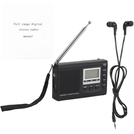VBESTLIFE Tragbarer digitaler Radiowecker (FM/MW/SW) mit Digitalanzeige und Weckfunktion, Schwarz