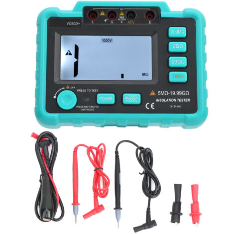 VC60D+ Testeur de Résistance d'Isolement Numérique 0.5‑19.99GΩ, Multimètre Mégaohm pour Électricien