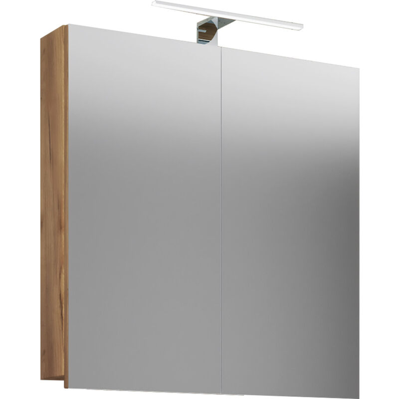 Ebuy24 - VCB1 Armoire de toilette murale avec miroir 60 cm, avec sytème d'éclairage, imitation chêne miel.