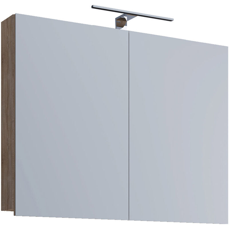 VCB1 Armoire de toilette murale avec miroir 60 cm, éclairage inclus, imitation chêne Sonoma clair.