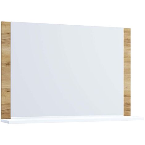 VCB10 Maxi Spiegelschrank Bad , Badespiegel mit 1 Regal Honig-Eiche dekor/weiß.