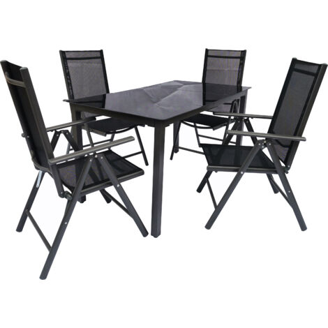 VCM 5pcs Set Mobili da Giardino  Gruppo Da Pranzo di Gruppo  1xTavolo, 4x Sedie  Tavolo Dimensioni ca. A. 76 x L. 140 x P. 80 cm  Set Giardino – Sedie 140 SW (Antracite)