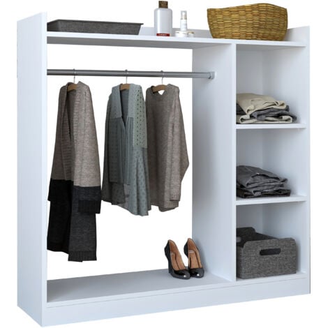 VCM armadio in legno  armadio aperto cabina  armadio  dimensioni ca. B. 124 x A. 120 x P. 35 cm - Palosa (Bianco)