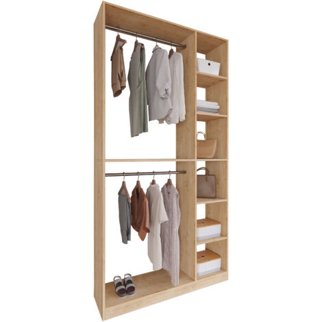 VCM Armadio in legno  armadio aperto walk-in Porta abiti Dimensioni circa 110 x A. 211 x P. 35 cm - Palosa XL (quercia miele)