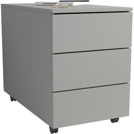 VCM Roll Container  Contenitore laterale con cassetti Dimensioni ca. A. 55 x L. 39 x T. 70 cm  Contenitore ufficio - Dalosa 3 cassetti (grigio)