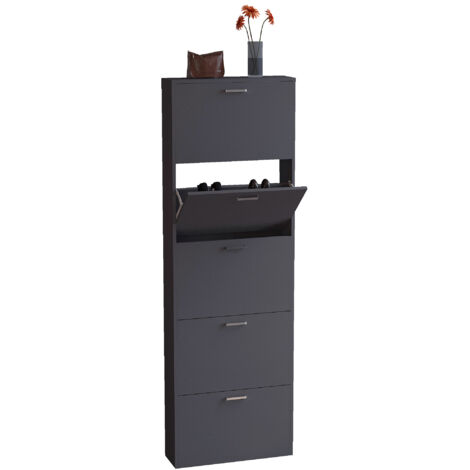 VCM Scaffale di legno Kipper Scarpa Scaffale Scaffale Cabinet Scarpa Tipper 5 Sulos XL (Antracite)