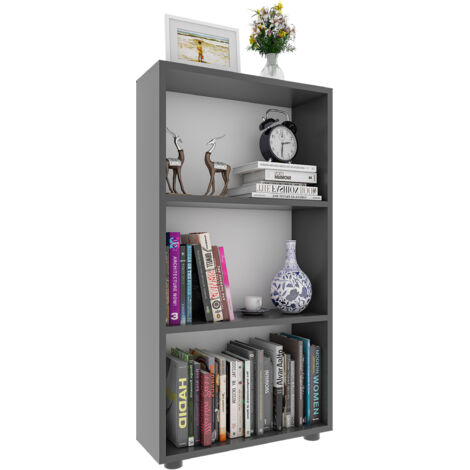 VCM Scaffale in legno in stand  Libreria salvaspazio  Dimensioni ca. A. 108 x L. 56 x T. 20 cm  Stoccaggio elegante  Mensola – Bulas 3 scomparti (antracite)