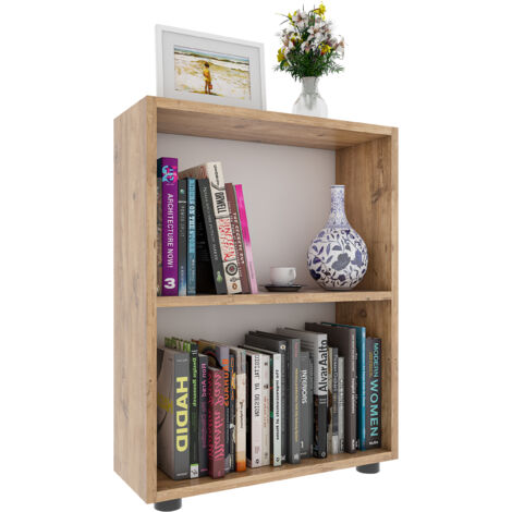 VCM Scaffale in legno in stand  Libreria salvaspazio  Dimensioni ca. A. 72 x L. 55 x T. 20 cm  Stoccaggio elegante  Mensola – Bulas 2 scomparti (rovere miele)